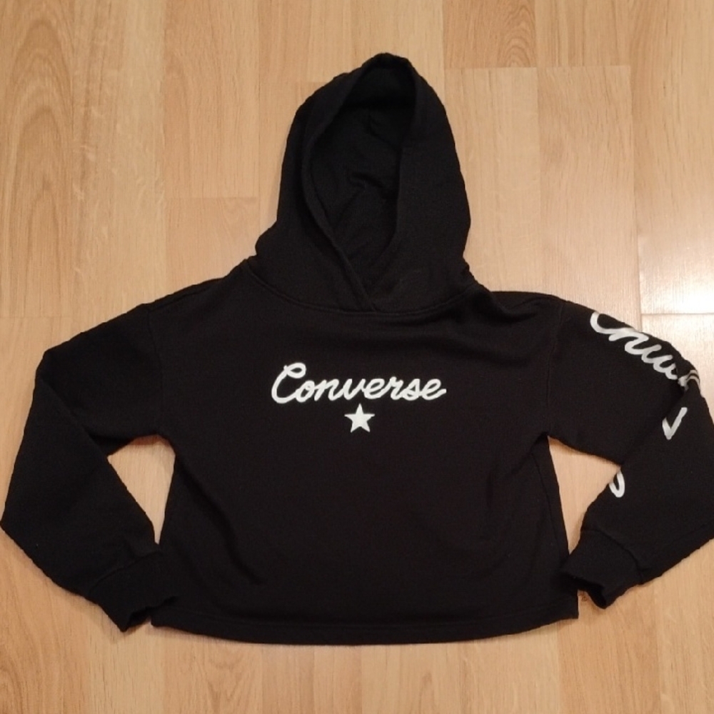 Boys Converse Black Hoodie with White Logo